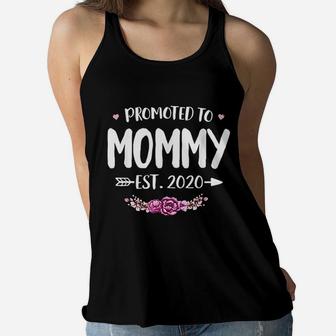 Promoted To Mommy Est 2020 New Mom Gift First Mommy Ladies Flowy Tank - Seseable