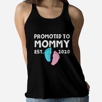 Promoted To Mommy Est 2020 New Mom Gift Ladies Flowy Tank - Seseable