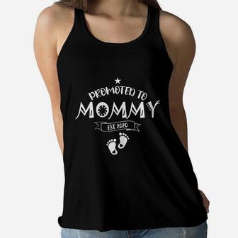 Promoted To Mommy Est2020 Announcement New Mom Wife Gift Ladies Flowy Tank - Seseable
