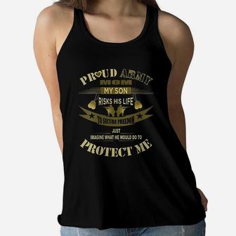 Proud Army Mom Army Mother birthday Ladies Flowy Tank - Seseable