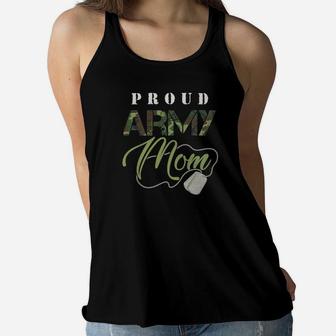 Proud Army Mom Cute Military Mama Usa Gift Ladies Flowy Tank - Seseable
