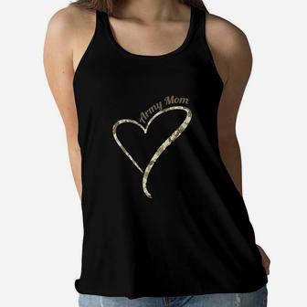 Proud Army Mom Military Mother Camouflage Ladies Flowy Tank - Seseable