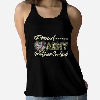 Proud Army Mother In Law Us Flag Ladies Flowy Tank - Seseable