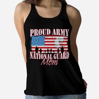 Proud Army National Guard Mom Dog Tag Flag Mothers Day Ladies Flowy Tank - Seseable