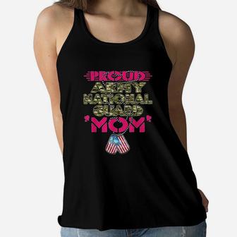 Proud Army National Guard Mom Dog Tags Pride Military Mother Ladies Flowy Tank - Seseable