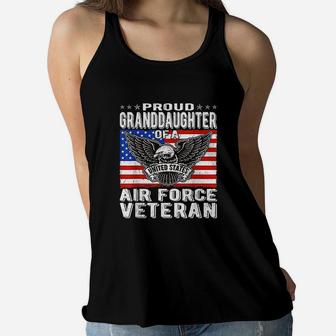 Proud Granddaughter Of A Us Air Force Veteran Military Gifts Ladies Flowy Tank - Seseable