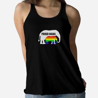 Proud Lgbtq Mama Elephant For A Gay Pride Mom Ladies Flowy Tank - Seseable