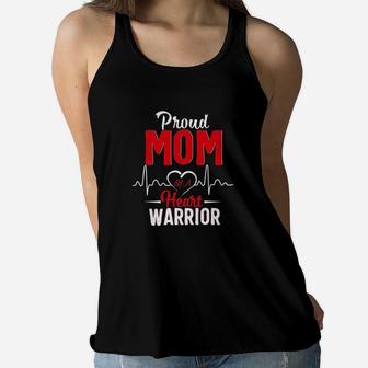 Proud Mom Of A Heart Warrior Ladies Flowy Tank - Seseable