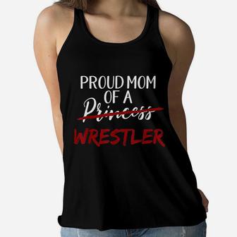 Proud Mom Of A Wrestler Wrestling Moms Mothers Day Ladies Flowy Tank - Seseable