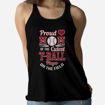 Proud Mom Of The Cutest Ball Player Ball Mom Ladies Flowy Tank - Seseable