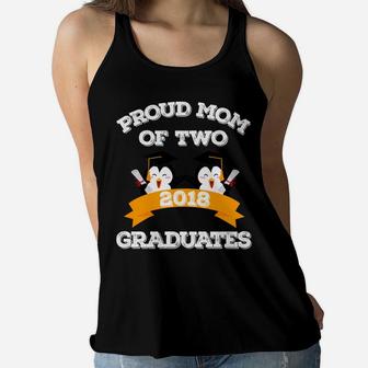 Proud Mom Of Two 2018 Graduates Funny Twin Mama Ladies Flowy Tank | Seseable UK