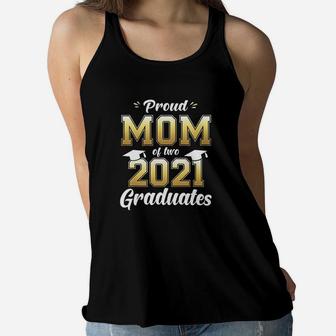 Proud Mom Of Two 2021 Graduates Senior 21 Ladies Flowy Tank - Seseable