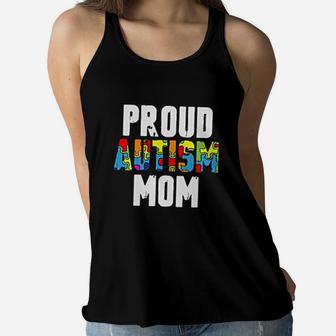 Proud Mom Off Shoulder Awareness Mom Gifts Ladies Flowy Tank - Seseable