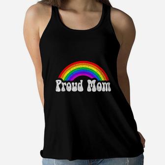 Proud Mom Rainbow Lgbt Gay Pride Month Ladies Flowy Tank - Seseable