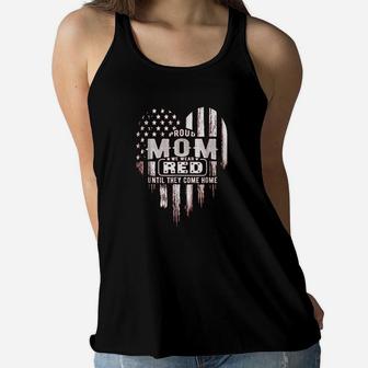 Proud Mom We Wear Red Friday Military Ladies Flowy Tank - Seseable