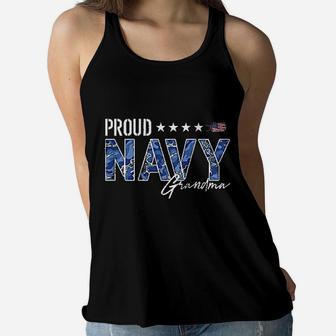 Proud Navy Grandma For Grandmothers Of Sailors Ladies Flowy Tank - Seseable