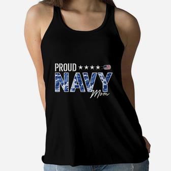 Proud Navy Mother For Moms Of Sailors And Veterans Ladies Flowy Tank - Seseable
