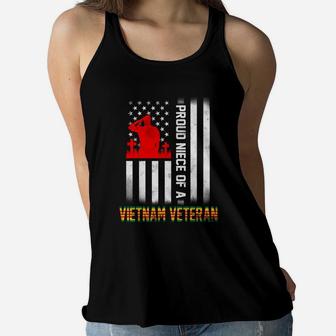 Proud Niece Of A Vietnam Veteran Us Flag Ladies Flowy Tank - Seseable