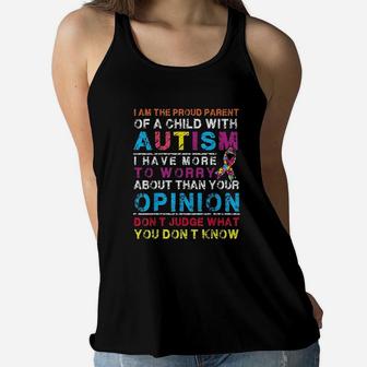 Proud Parent Of Child With Awareness Day For Mom Dad Ladies Flowy Tank - Seseable