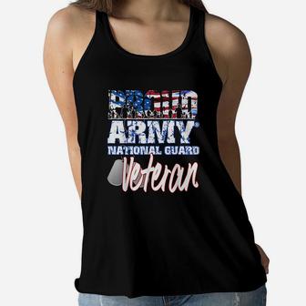 Proud Patriotic Army National Guard Veteran Usa Flag Ladies Flowy Tank - Seseable