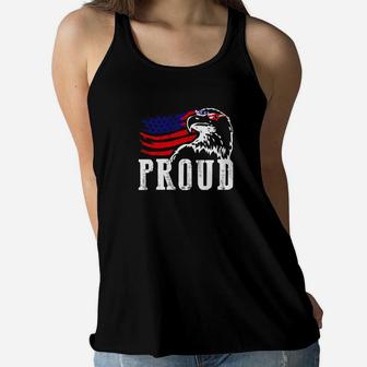 Proud Patriotic Eagle Patriotic 4th Of July Veteran Flag Day Premium Ladies Flowy Tank - Seseable
