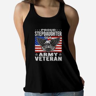 Proud Stepdaughter Of Army Veteran Ladies Flowy Tank - Seseable