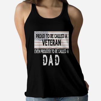 Proud To Be A Veteran Dad Ladies Flowy Tank - Seseable
