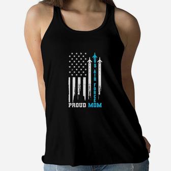 Proud Us Air Force Mom America Flag Mother Day Ladies Flowy Tank - Seseable