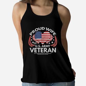 Proud Wife Of Army Veteran Ladies Flowy Tank - Seseable