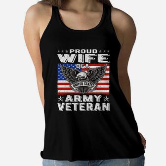 Proud Wife Of Us Army Veteran Ladies Flowy Tank - Seseable