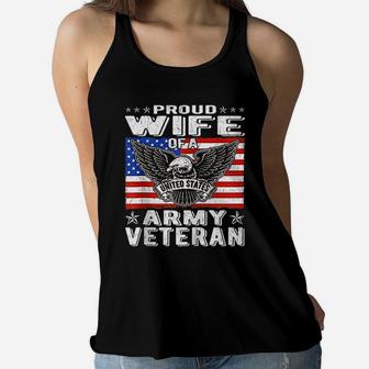 Proud Wife Of Us Army Veteran Ladies Flowy Tank - Seseable