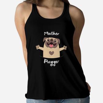 Pug Mom Gif Mother Pugger Pun Pug Lovers Ladies Flowy Tank - Seseable
