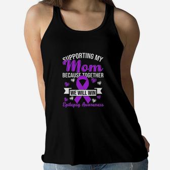 Purple Awareness Supporting My Mom Ladies Flowy Tank - Seseable