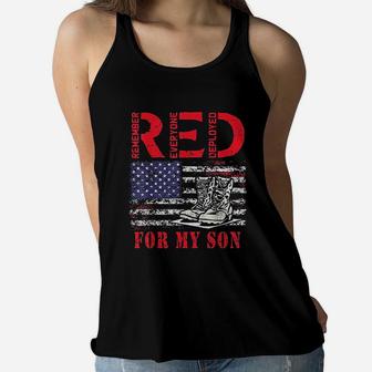 Red Friday For My Son Remember Everyone Deployed Us Army Mom Ladies Flowy Tank - Seseable