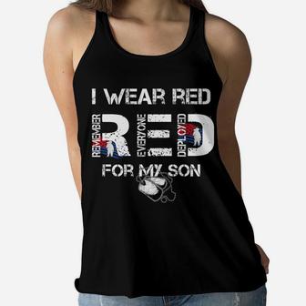 Red Friday Military Mom Womens I Wear Red For My Son Ladies Flowy Tank - Seseable