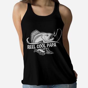 Reel Cool Papa Funny Fishing Gift For Fathers Day Women Flowy Tank - Seseable