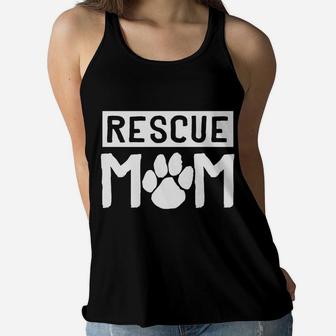 Rescue Mom Dogcat Paw Print Ladies Flowy Tank - Seseable