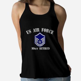 Retired Air Force Master Sergeant Military Veteran Retiree Ladies Flowy Tank - Seseable
