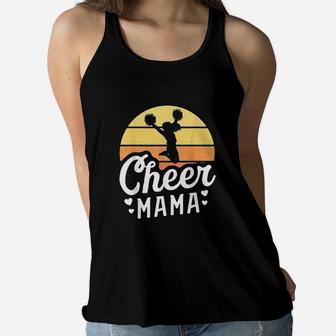 Retro Cheer Mama Cheerleader Mom Gifts Cheer Mom Ladies Flowy Tank - Seseable