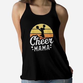 Retro Cheer Mama Cheerleader Mom Gifts Ladies Flowy Tank - Seseable
