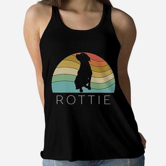 Retro Rottweiler Rottie Dod Mom Dad Ladies Flowy Tank - Seseable