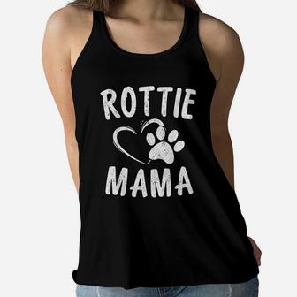 Rottie Mama Gift Dog Lover Apparel Pet Owner Rottweiler Mom Ladies Flowy Tank - Seseable