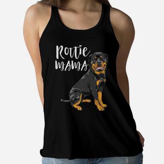 Rottie Mama Rottweiler Mom Rescue Mom Gift Ladies Flowy Tank - Seseable