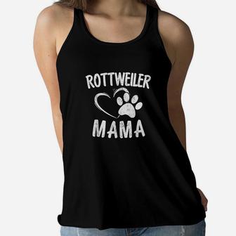 Rottweiler Mama Gift Dog Lover Pet Owner Rottie Mom Ladies Flowy Tank - Seseable