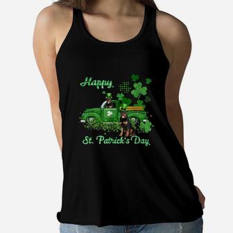 Rottweiler Riding Green Truck St Patricks Day Dog Lovers Gift Women Flowy Tank - Seseable