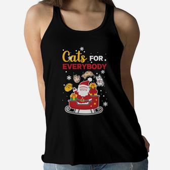 Santa Claus Giving Cats For Everybody Christmas Cat Lovers Women Flowy Tank - Seseable