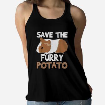Save Furry Potato Funny Guinea Pig Lover Mom Women Ladies Flowy Tank - Seseable