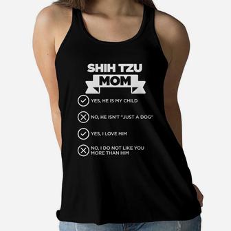 Shih Tzu Mom Checklist Funny Dog Lover Gift Ladies Flowy Tank - Seseable