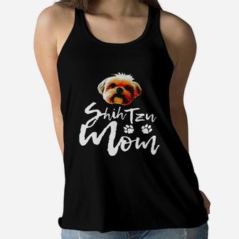 Shih Tzu Mom Cute Dog Face Shirt Black Women B077xg22zd 1 Ladies Flowy Tank - Seseable