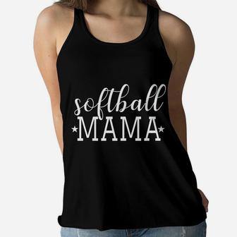 Softball Mama Cute Sports Mom In Team Colors Ladies Flowy Tank - Seseable